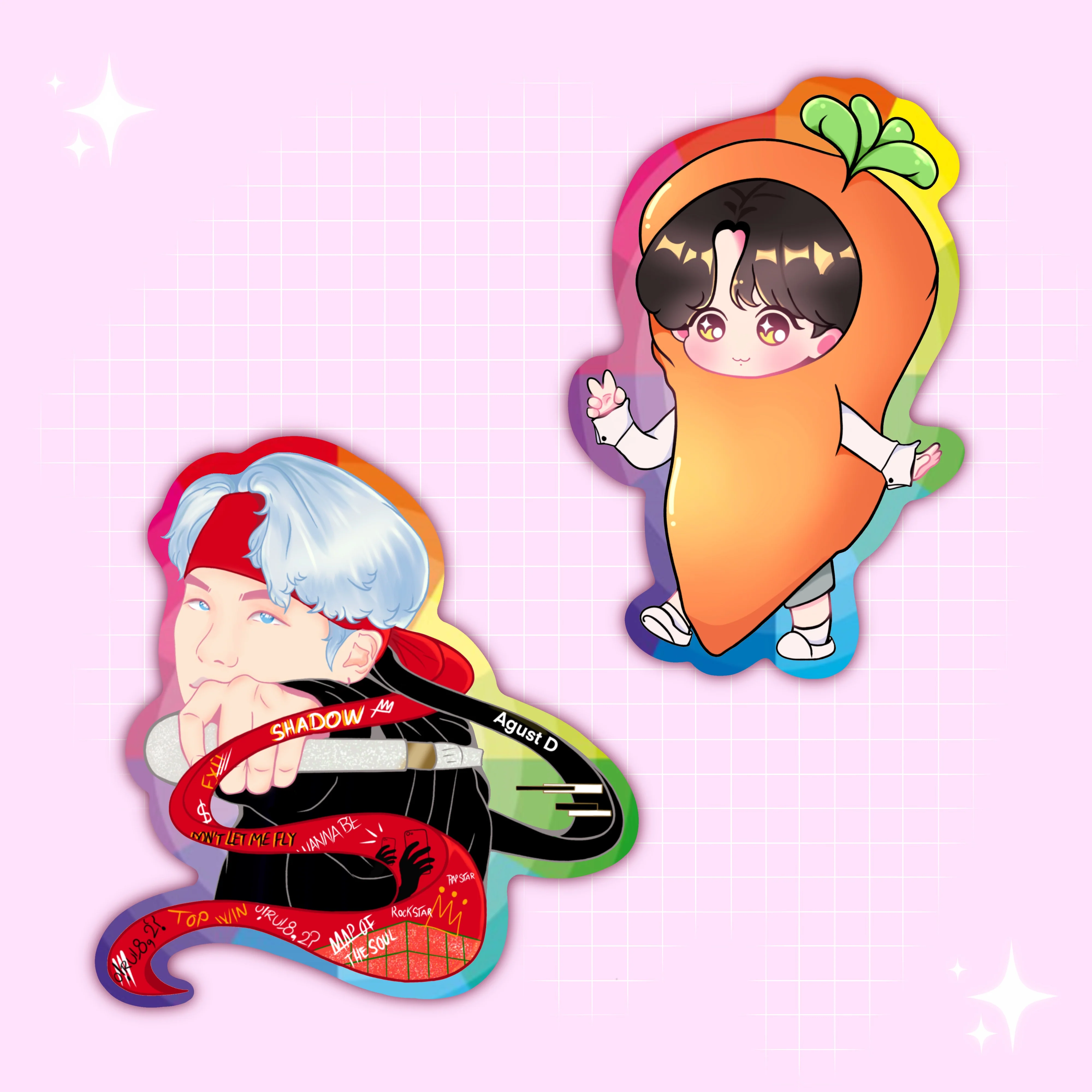 Mic Drop Yoongi and Smol Carrot Stickers - Image 3