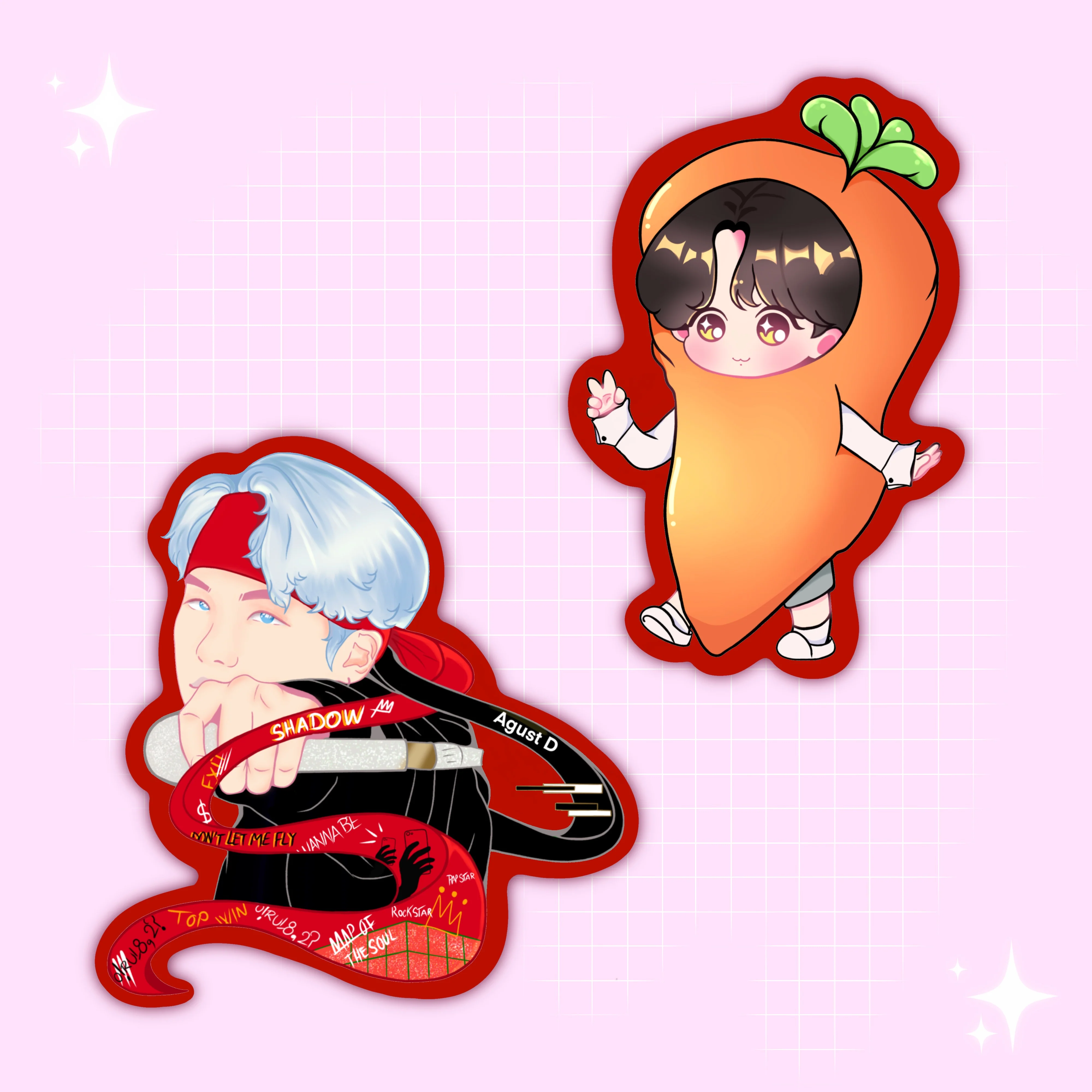 Mic Drop Yoongi and Smol Carrot Stickers - Image 6