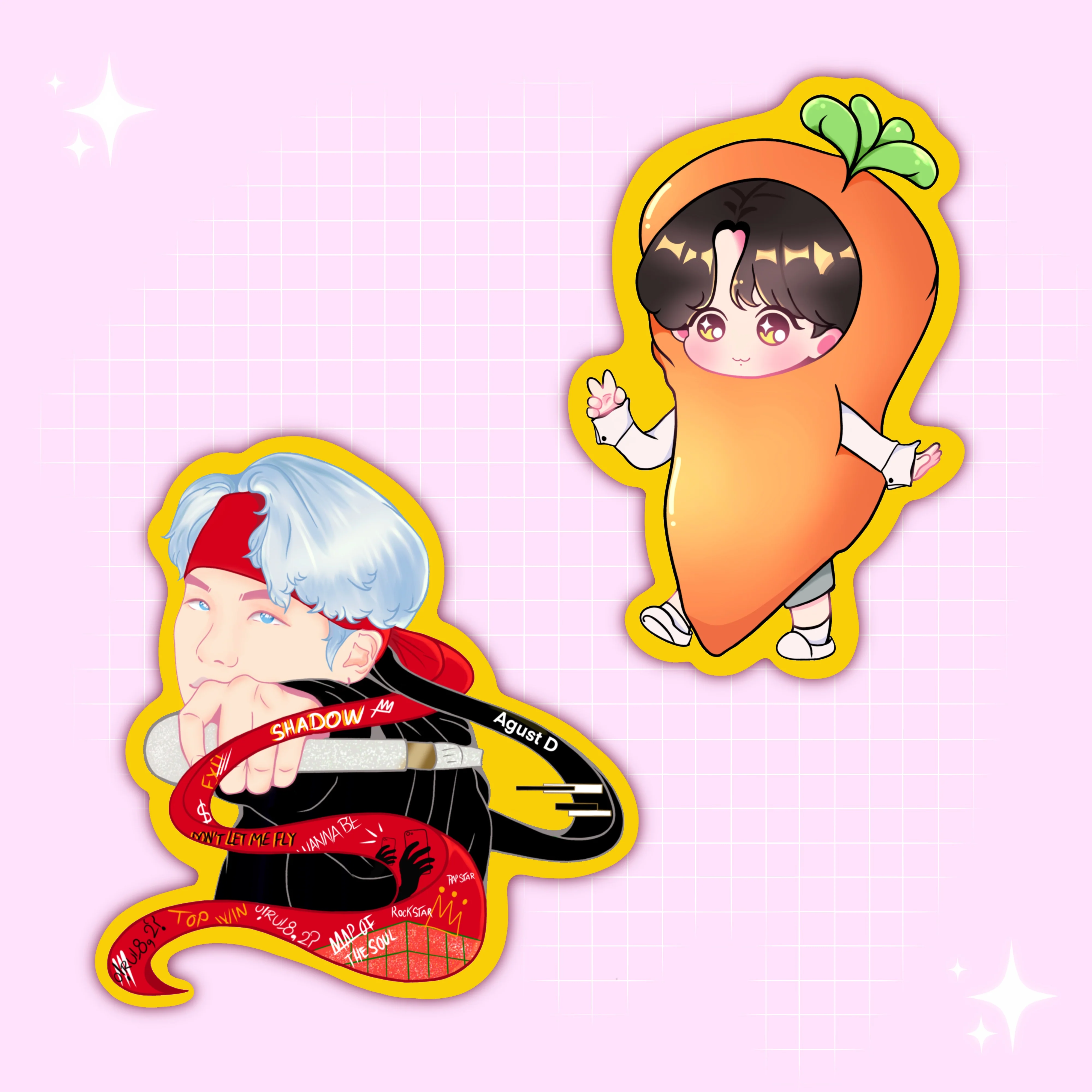 Mic Drop Yoongi and Smol Carrot Stickers - Image 7